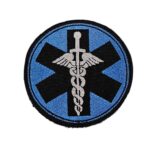 Patch brodat - Caduceus pe sabie, 8x8 cm